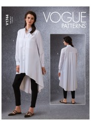 1744 VOGUE EASY VERY LOOSE YOKE SHAPED SHIRT LENGTHS, BELT PATTERN XS-MED  or LG-XL NEW